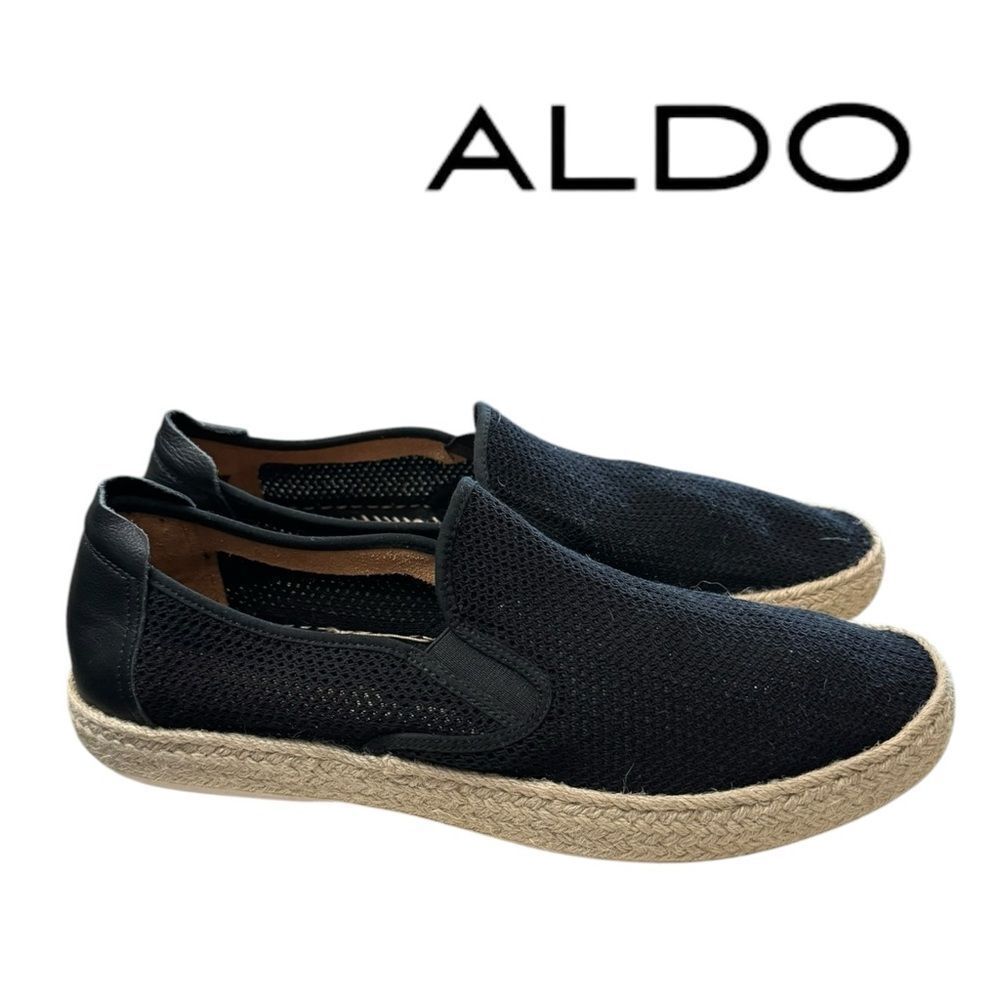 Aldo Men's Black Slip-on Espadrille Perforated Sneakers Loafers 12